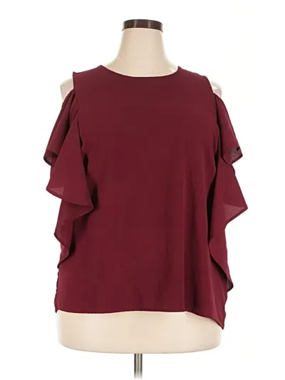 Pre-owned Eloquii Short Sleeve Top Burgundy Cold Shoulder Neckline Tops