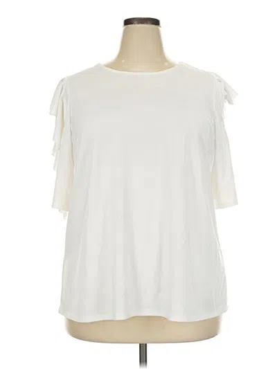 Pre-owned Eloquii Short Sleeve Top Ivory Cold Shoulder Neckline Tops