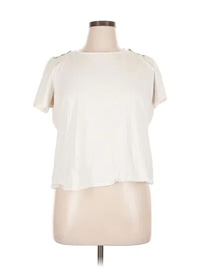 Pre-owned Eloquii Short Sleeve Top Ivory Cold Shoulder Neckline Tops In White