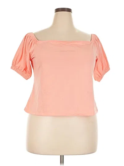 Pre-owned Eloquii Short Sleeve Top Orange Sweetheart Neckline Tops