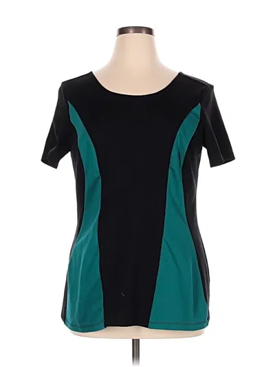 Pre-owned Eloquii Short Sleeve Top Teal Color Block Pattern Scoop Neck Tops