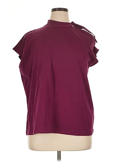Pre-owned Eloquii Short Sleeve Turtleneck In Burgundy
