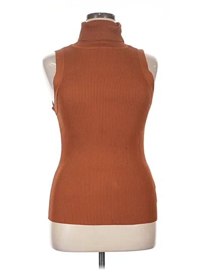 Pre-owned Eloquii Sleeveless Top Brown Turtleneck Tops