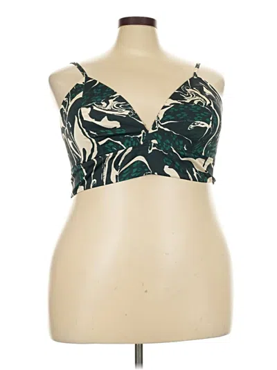 Pre-owned Eloquii Sleeveless Top Green Halter Neckline Tops