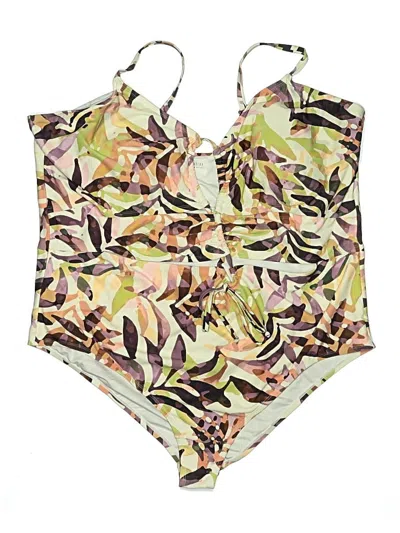 Pre-owned Eloquii Sleeveless Top Green Plunge Neckline Tops
