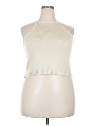 Pre-owned Eloquii Sleeveless Top Ivory Halter Neckline Tops In White