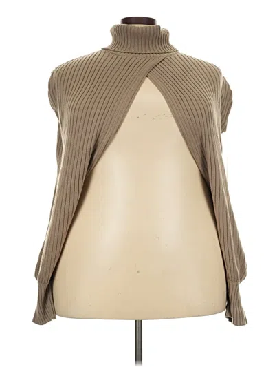 Pre-owned Eloquii Sleeveless Turtleneck In Tan