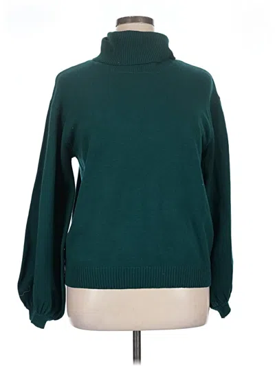 Pre-owned Eloquii Turtleneck Sweater In Green