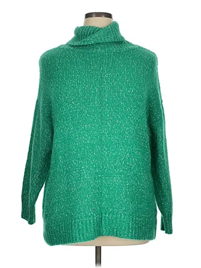 Pre-owned Eloquii Turtleneck Sweater In Green