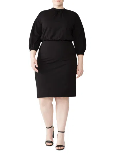 Eloquii Women's Mockneck Puff Sleeve Dress In Black