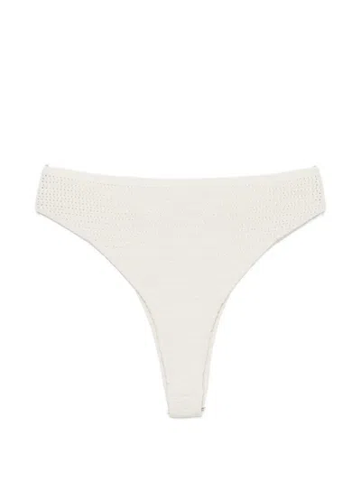 Elou Ora Crochet-knit Bikini Bottoms In White