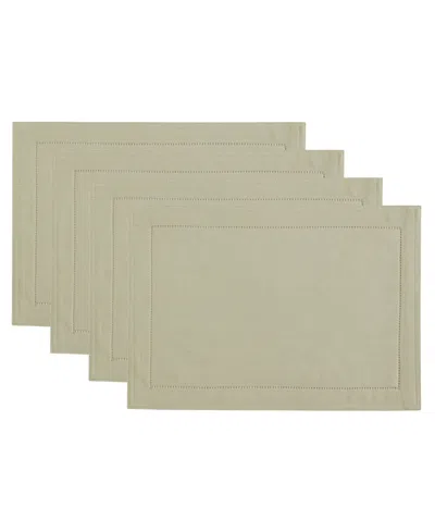 Elrene Alison Eyelet Punched Border Fabric Placemat, Set Of 4 In Fog