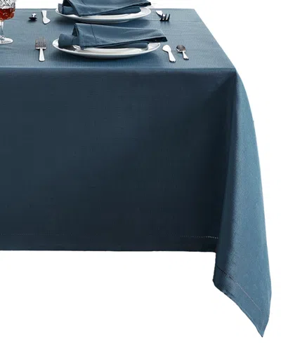 Elrene Alison Eyelet Punched Border Fabric Tablecloth 52" X 52" In Copen Blue