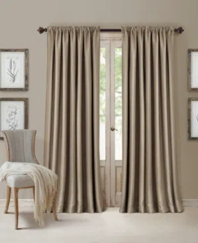 Elrene All Seasons Faux Silk 52" X 95" Blackout Curtain Panel In Taupe