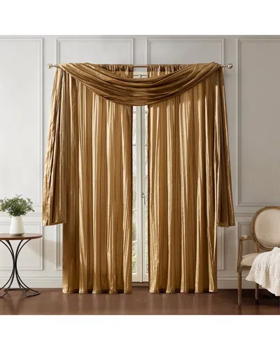 Elrene Athena Faux Silk Window Curtain & Scarf Set In Brown