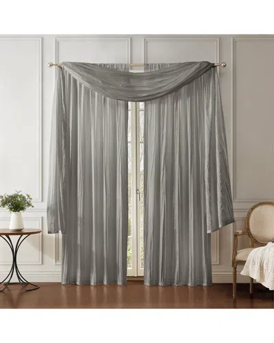 Elrene Athena Faux Silk Window Curtain & Scarf Set In Gray