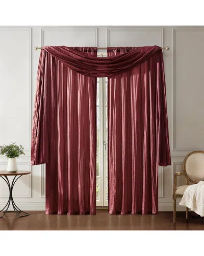 Elrene Athena Faux Silk Window Curtain & Scarf Set In Red