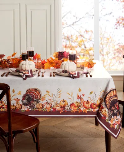Elrene Autumn Heritage Turkey Engineered Tablecloth, 60" X 84" Rectangle In Multi
