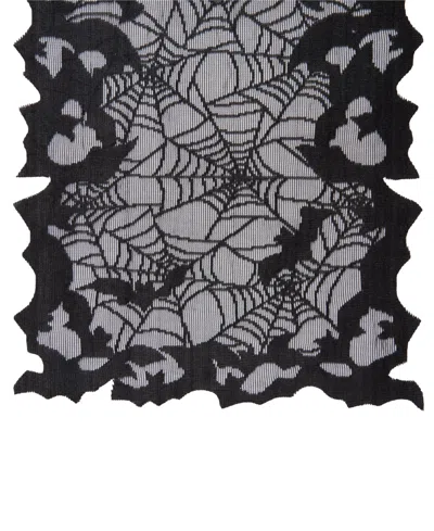 Elrene Bats Web Lace Halloween Table Console Runner, 13" X 90" In Black