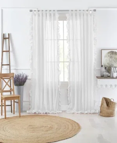 Elrene Bella 52" X 95" Sheer Ruffle Curtain Panel In White