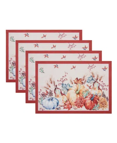 Elrene Botanical Harvest Pumpkin Engineered Placemats, Set Of 4, 13" X 19" In Multi