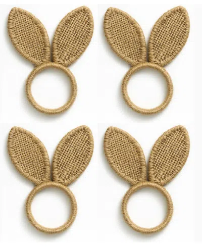 Elrene Burlap Bunny Ear Napkin Rings, Set Of 4 In Neutral