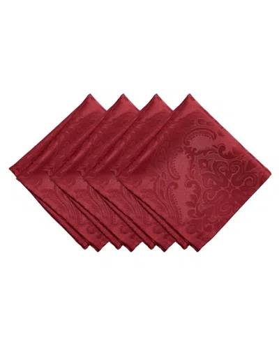 Elrene Caiden Elegance Damask Napkin, Set Of 4 In Cranberry