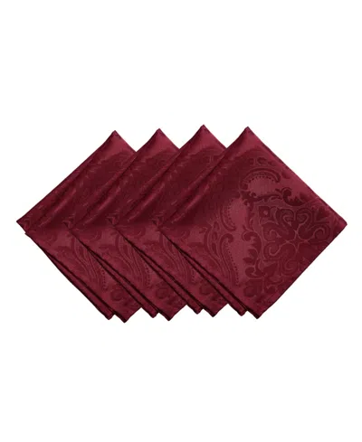 Elrene Caiden Elegance Damask Napkin, Set Of 4 In Red