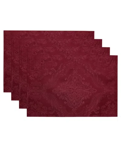 Elrene Caiden Elegance Damask Placemat, Set Of 4 In Cranberry