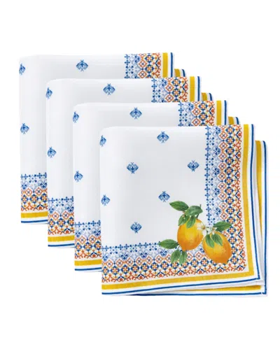 Elrene Capri Lemon Double Border Napkin Set Of 4 In Multi