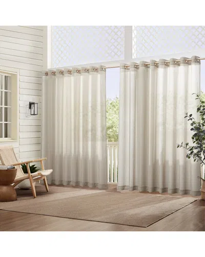 Elrene Carmen Sheer Extra Wide Indoor/outdoor Sheer Window Curtain In Brown