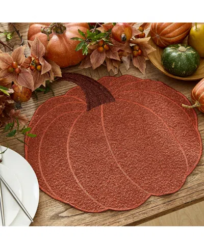 Elrene Chenille Pumpkin Placemat In Orange