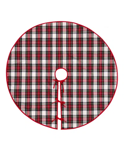 Elrene Christmas Classic Holiday Plaid Cotton Tree Round Skirt, 48" In Red