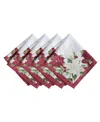 Elrene Clarette Poinsettia Holiday Fabric Napkins 17"x 17", Set Of 4 In Rose