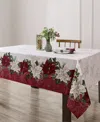 Elrene Clarette Poinsettia Holiday Fabric Rectangle Tablecloth, 84"x 60" In Rose