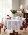 Elrene Clarette Poinsettia Holiday Fabric Round Tablecloth, 70" In Rose