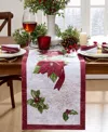 Elrene Clarette Poinsettia Holiday Fabric Table Runner, 70"x 14" In Rose