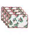 Elrene Classic Holly Scallop Border Placemats 19"x 13", Set Of 4 In Multi