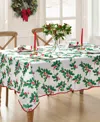 Elrene Classic Holly Scallop Border Rectangle Tablecloth, 84"x 60" In Multi
