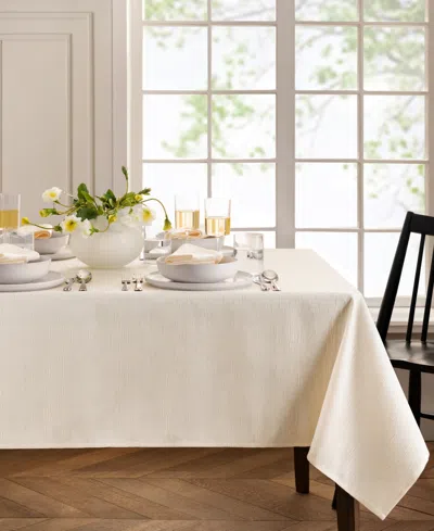 Elrene Continental Solid Texture Water And Stain Resistant Tablecloth, 60" X 102" In White