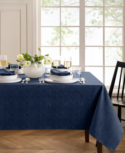 Elrene Continental Solid Texture Water And Stain Resistant Tablecloth, 60" X 144" In Blue