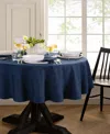 Elrene Continental Solid Texture Water And Stain Resistant Tablecloth, 60" X 84" Oval In Blue