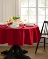 Elrene Continental Solid Texture Water And Stain Resistant Tablecloth, 70" Round In Red