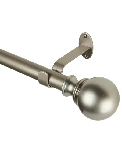 Elrene Cordelia Single Curtain Rod With Globe Ball Finial In Metallic