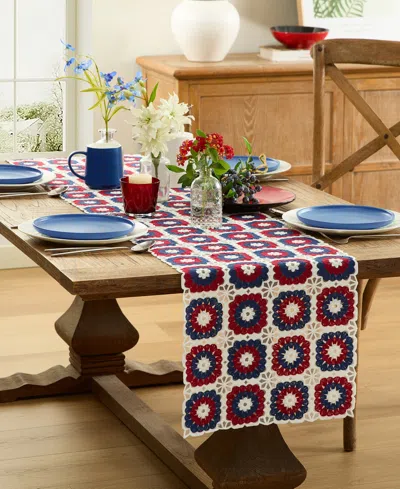 Elrene Crochet Patriotic Fireworks Table Runner, 14" X 70" In Multi