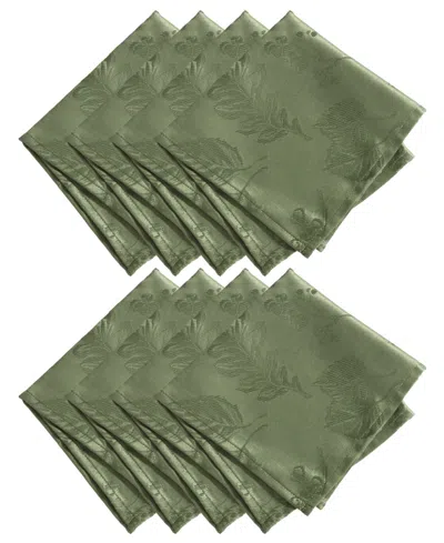 Elrene Elegant Woven Leaves Jacquard Damask Napkin, Set Of 8 In Green