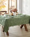 Elrene Elegant Woven Leaves Jacquard Damask Rectangle Tablecloth, 60" X 144" In Olive