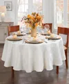 Elrene Elegant Woven Leaves Jacquard Damask Tablecloth, 70" Round In Ivory