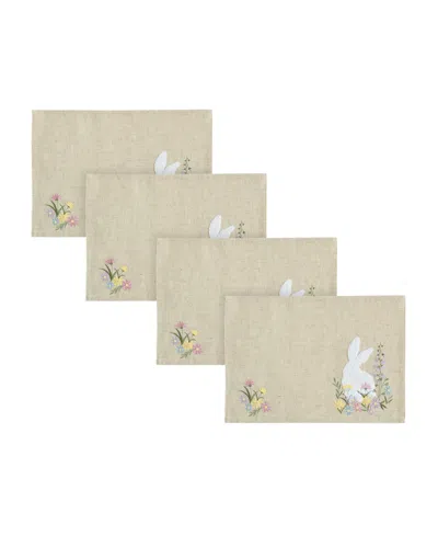 Elrene Embroidered Bunny And Wildflower Placemats, Set Of 4 In Gold