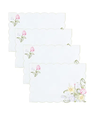 Elrene Embroidered Floral Cutwork Placemats, Set Of 4 In White